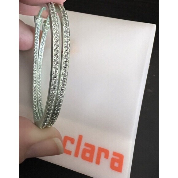 Melania Clara Remi Earrings Silver Color Brass Cubic Zirconia - Picture 2 of 3